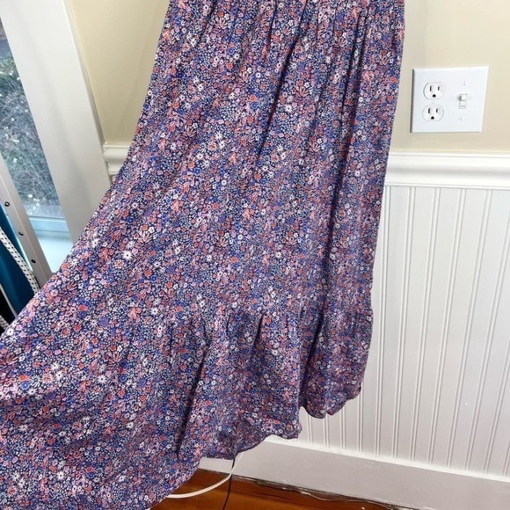 J.Crew Liberty Kayoko Floral Midi Dress Purple Cotton K7809 Size 2 - Picture 9 of 15